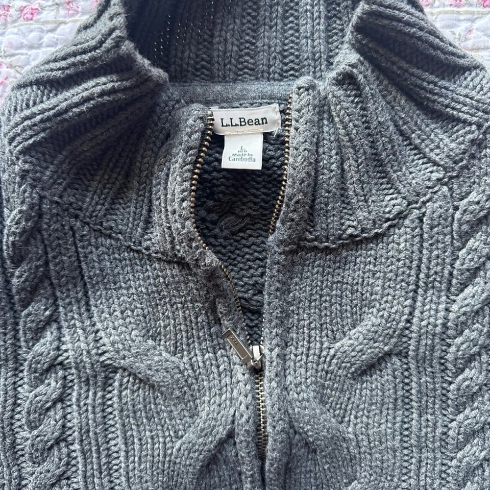 L.L. Bean Women's Gray Cable Knit Sweater